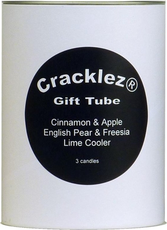 Cracklez® Geschenkset wit met 3 knetter houtlont geur kaarsen naar keuze