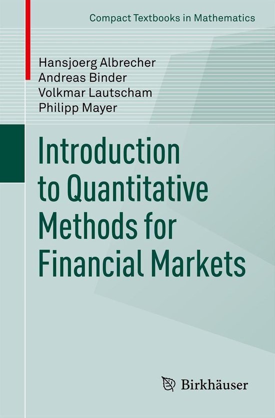 Compact Textbooks in Mathematics - Introduction to Quantitative Methods for Financial Markets