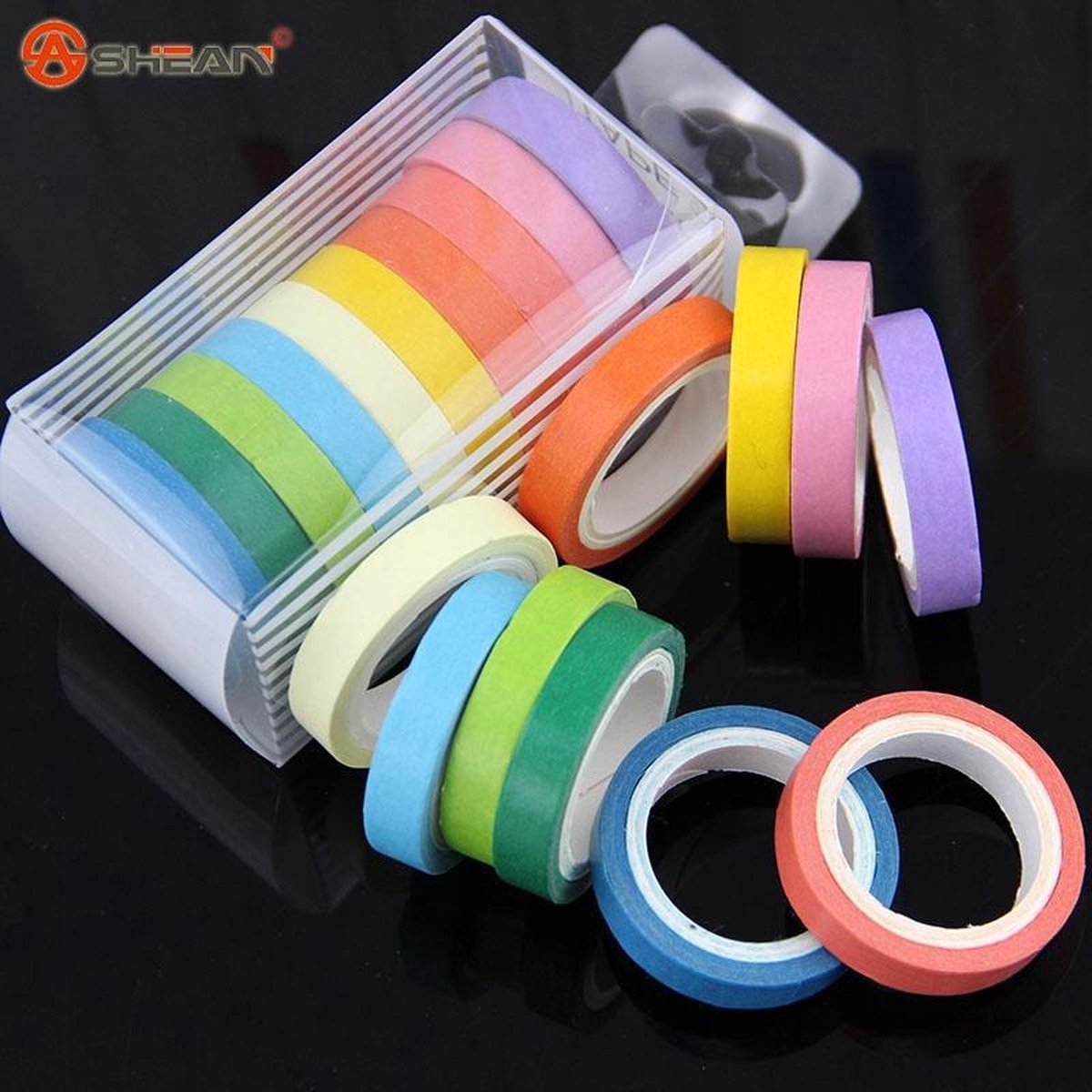 10x Washi Tape Rainbow Gekleurde Plakband Masking Decoratie Papier Tape