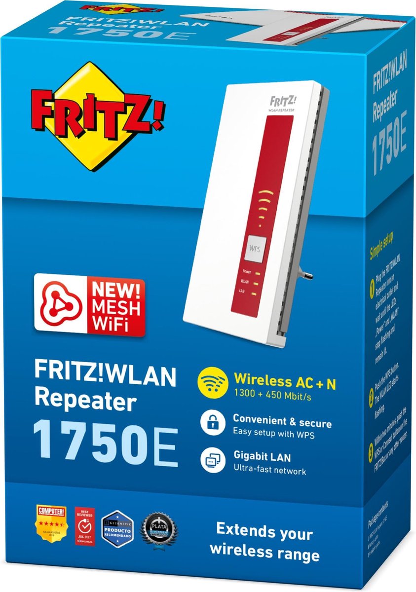 AVM FRITZ!WLAN 1750E - wifi versterker - 1750 Mbps | bol.com