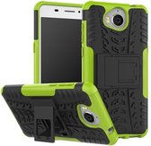 Rugged Kickstand Back Cover - Huawei Y6 2017 Hoesje - Groen