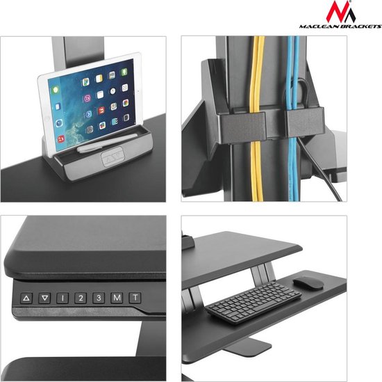 Werkstation met twee beeldschermen MC-796 Flat panel steun hoogteaanpassing Desktopstandaard - Maclean Brackets