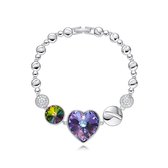 Paars Swarovski® Kristal Hart met Multi Kleuren Armband