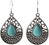 Fako Bijoux® - Oorbellen - Tibetaanse Stijl - Turquoise - Druppel