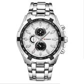 Curren Heren Horloge Zilver-Wit RVS 45MM Model 2018