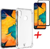 Samsung Galaxy A30 Hoesje + Screenprotector Full Screen - Transparant Shockproof Case - iCall