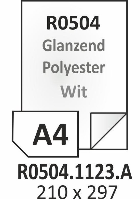 Productlabel R0504 Glanzend Wit Polyester A4, 210 x 297 mm, R0504.1123.A.