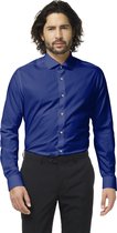 OppoSuits Navy Royale Shirt - Heren Overhemd - Casual Effen Gekleurd - Blauw - Maat EU 37/38