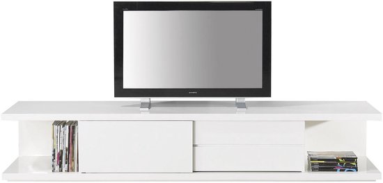 Goossens Tv Pivo, tv dressoir 1 schuifdeur 2 laden 2 open vakken 240 cm breed | bol.com