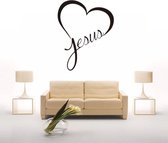 Muursticker - Jesus Hart- geloof - 50x65 - Zwart