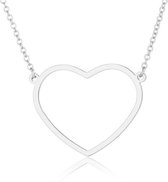 24/7 Jewelry Collection Hart Ketting - Zilverkleurig