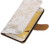 Bloem Bookstyle Hoesje - Wallet Case Telefoonhoesjes - Geschikt voor Samsung Galaxy J1 (2016) J120F Wit