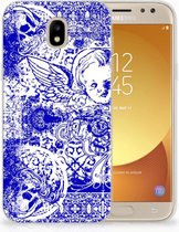 Geschikt voor Samsung Galaxy J5 2017 Uniek TPU Hoesje Angel Skull Blue
