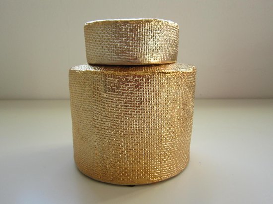 Denken Detector kussen Decoratieve gouden pot met deksel. 14 x 12 cm | bol.com