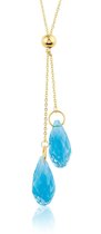 Montebello Ketting Bodyl Blue - 316L Staal - Druppel - 12x43mm - 43cm