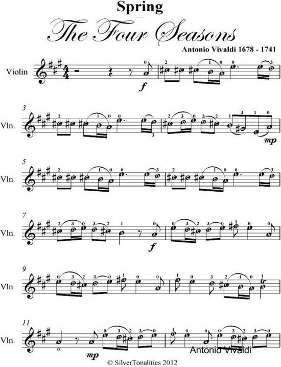 Spring Four Seasons Easy Violin Sheet Music (ebook), Antonio Vivaldi ...