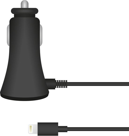 Muvit autolader Apple lightning connector - zwart - 2.4 Amp - 1.2m