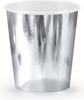 6x Zilveren wegwerp bekers 180 ml