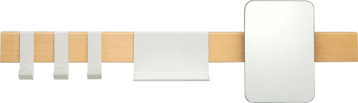 Sealskin Brix - Handdoekhaak multi met planchet en spiegel - Wit/Eiken