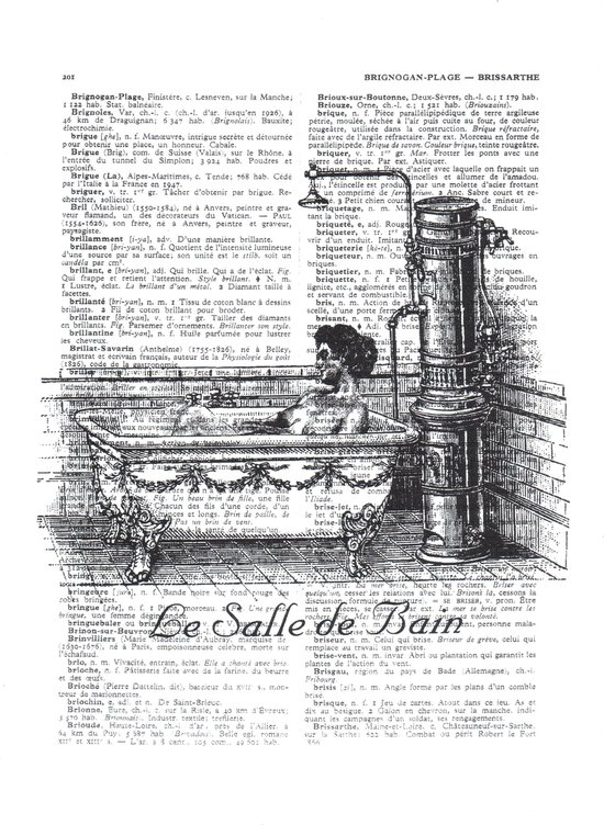 Affiche dictionnaire imprimé salle de bain décoration murale unique 21 x 28  cm -... | bol.com