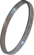 Tesoro Mio Michel - Stalen bangle - armband met strass - zilverkleurig