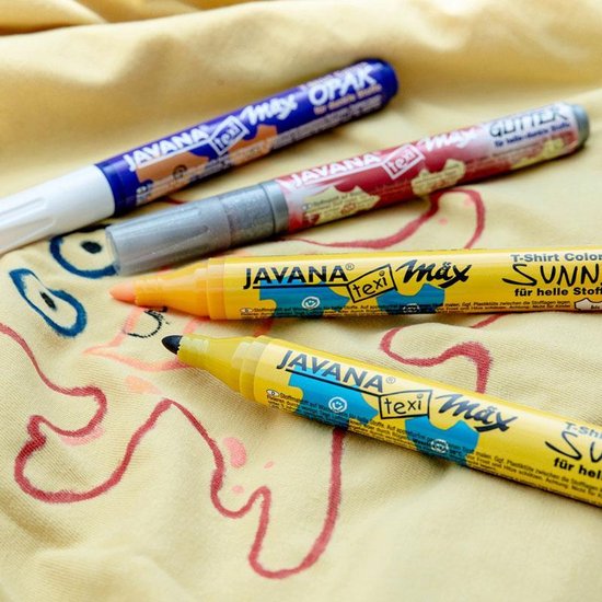 Jeu de marqueurs Javana Textile - Jeu de marqueurs Texi Max 5 couleurs - Marqueurs textiles avec lignes de 2 à 4 mm de large
