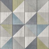 Exposure blok/driehoek grijs/blw/grn effen (vliesbehang, multicolor)