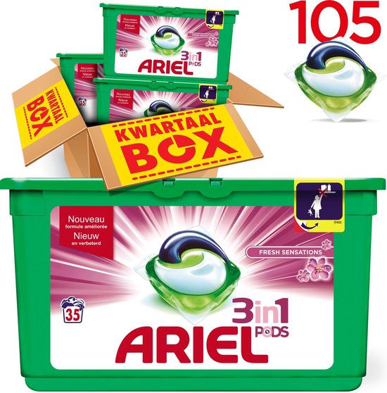 Ariel 3in1 PODS Fresh Sensations - Kwartaalbox 105 Wasbeurten - Wasmiddel  Capsules | bol.com