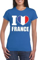 Blauw I love France supporter shirt dames - Frankrijk t-shirt dames XXL