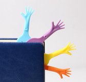 Help Me! Boekenlegger Set van 4 – Bookmark Hand – Geel – Blauw – Oranje – Paars