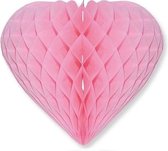 Lichtroze decoratie hart 28 cm - Valentijn / Bruiloft versiering