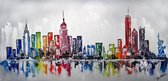 Acrylverf schilderij - Schilderij New York Skyline op canvas - 140x70 cm - woonkamer