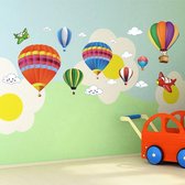 Muursticker Vliegtuig & Hete Luchtballonnen - Voor Kinderkamer & Babykamer Jongens & Meisjes