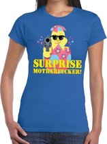 Fout paas t-shirt blauw surprise motherfucker voor dames XL