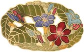 Behave® Broche ovaal bloemen en bladeren - emaille sierspeld -  sjaalspeld