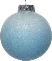 1x Wit/blauwe ombre kleurverloop kerstballen 8 cm kunststof - Onbreekbare kerstballen - Kerstboomversiering wit/blauw