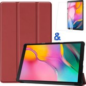 Hoes Geschikt voor Samsung Galaxy Tab A 10.1 2019 Hoes Book Case Hoesje Trifold Cover Met Screenprotector - Hoesje Geschikt voor Samsung Tab A 10.1 2019 Hoesje Bookcase - Donkerrood