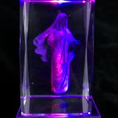 bloc laser en cristal de verre avec image 3D de la mère Mary 5x8cm