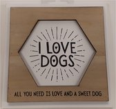 Fotolijstje - I love dogs - In cadeauverpakking met gekleurd lint