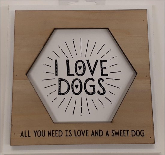 Fotolijstje - I love dogs - In cadeauverpakking met gekleurd lint