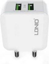 LDNIO - Premium Mini Oplaad Stekker met 2 USB Poorten + Lightning USB Kabel - Snellader - Fast Charging - 2.4A