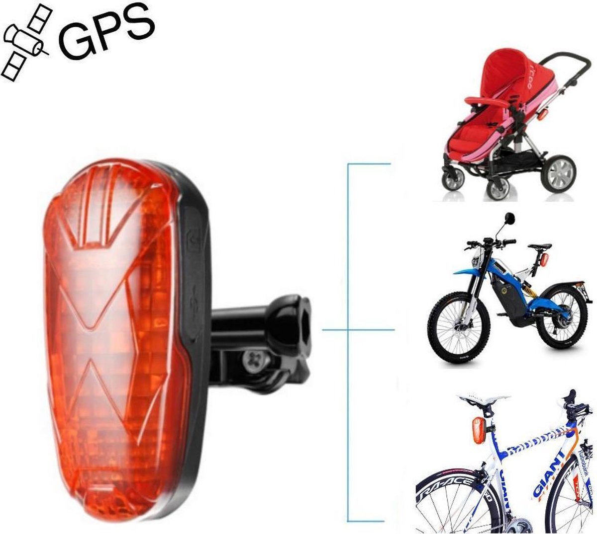 TKSTAR Fiets Kinderwagen Motor GPS Tracker LEDachterlicht