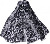 Dielay - Sjaal met Panterprint - Luipaard - Katoen en Viscose - 180x90 cm - Zwart