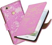 BestCases.nl Roze Lace booktype hoesje voor Huawei Nova