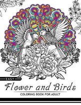 Easy Flower and Birds Coloring Book for Adult