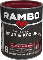 Rambo Pantserlak Deur & Kozijn Zijdeglans Dekkend - Goed Reinigbaar - Klassiek Rood - 0.75L