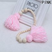 Kinderkamer - Babykamer - Accessoire -Hout - Decoratie - Nordic Style - BALLETJES KETTING - ROZE - nr 463