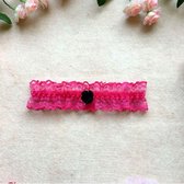Roze Kousenband met Zwarte Strik