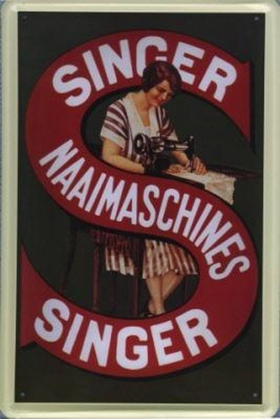 Metalen reclamebordje Singer Naaimachines, cadeau tip naaimachine