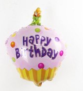 Folieballon Happy birthday Cupcake roze 35x30 cm